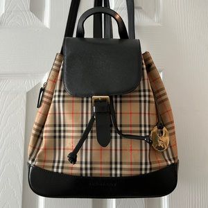 Authentic Burberry Check Leather & Canvas Backpack; Great condition